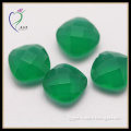 Green Cushion Double Checker Glass Bead